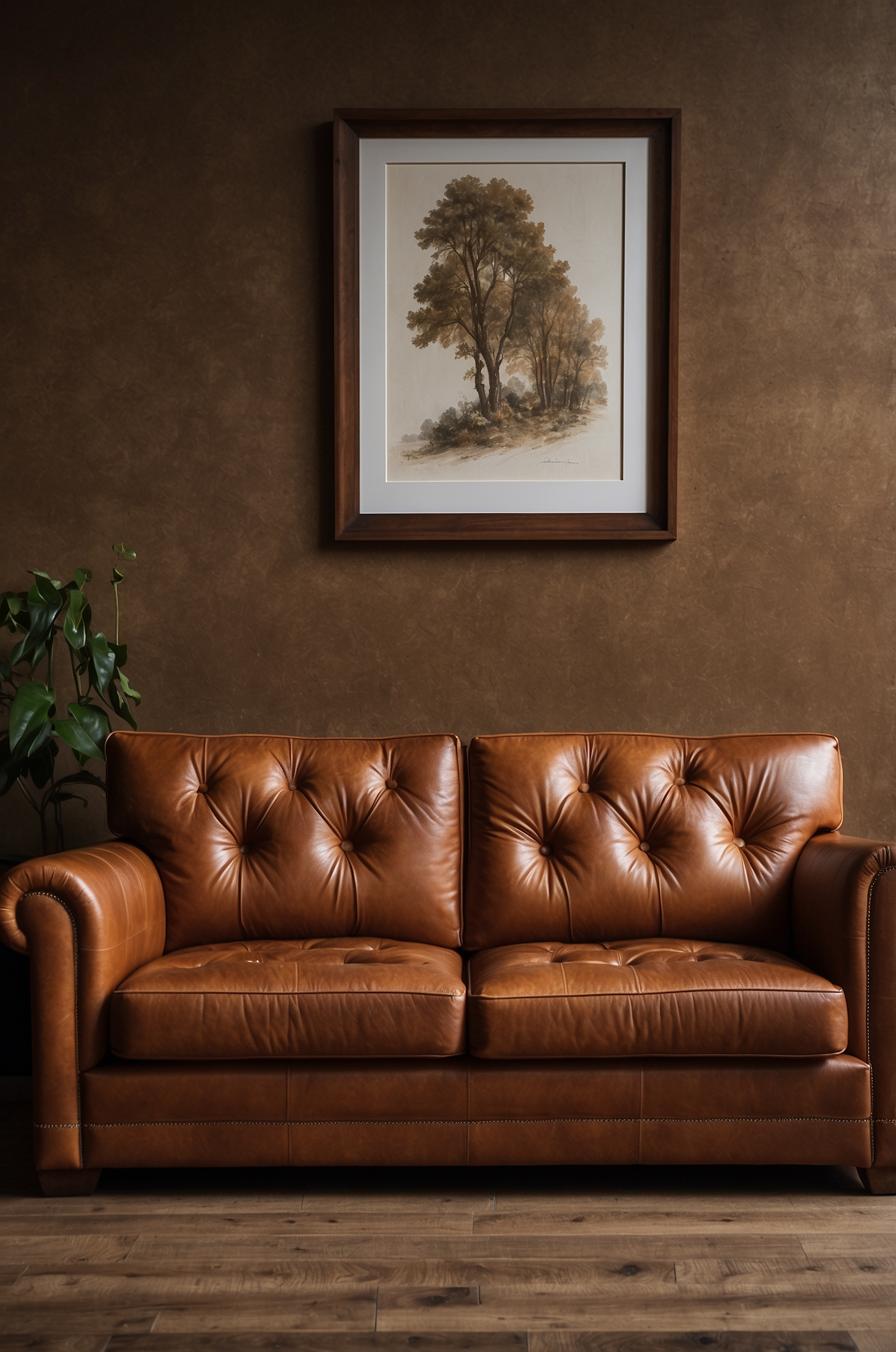 Cognac Leather Couch Living Room