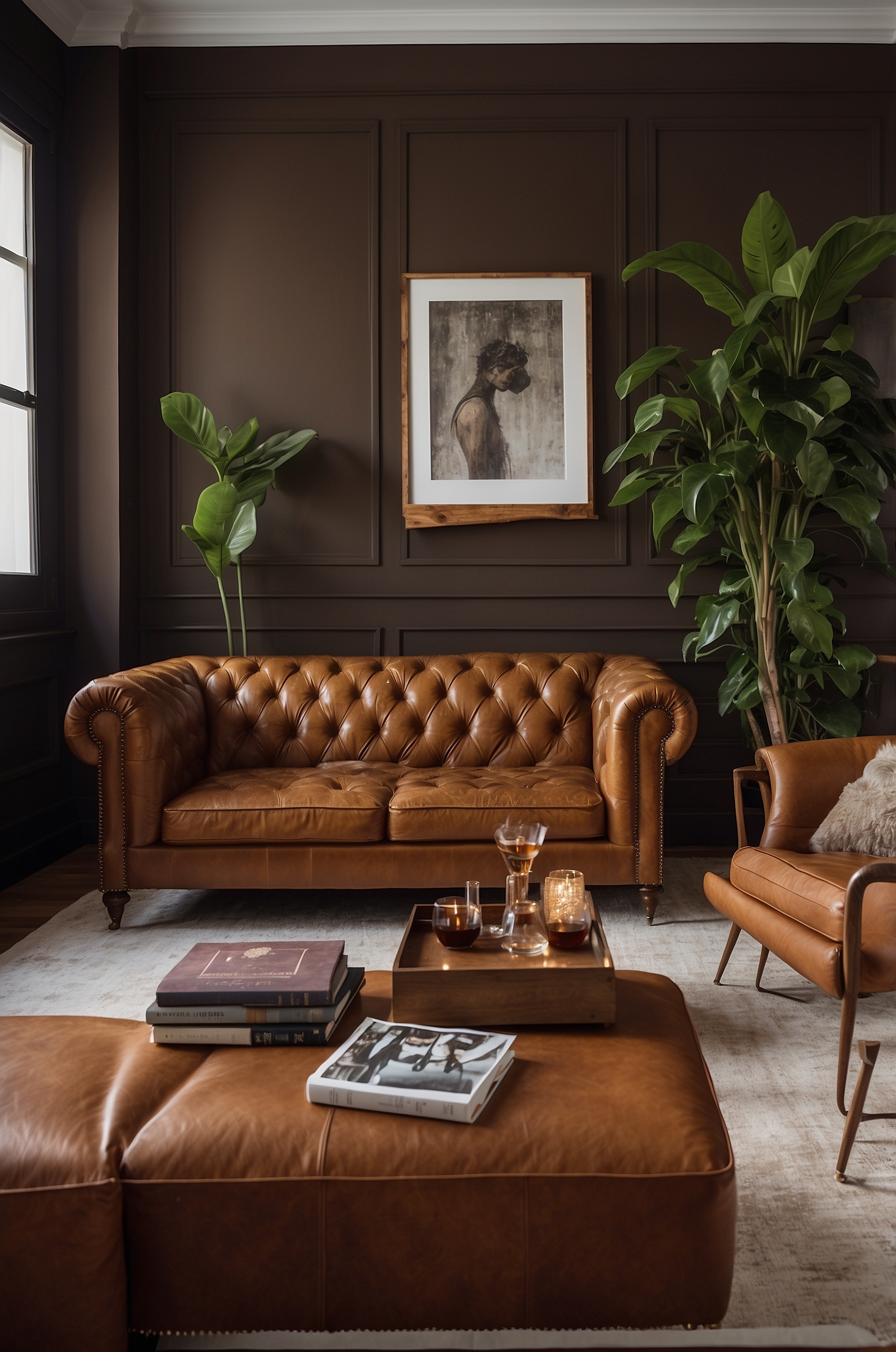 Cognac Leather Couch Living Room