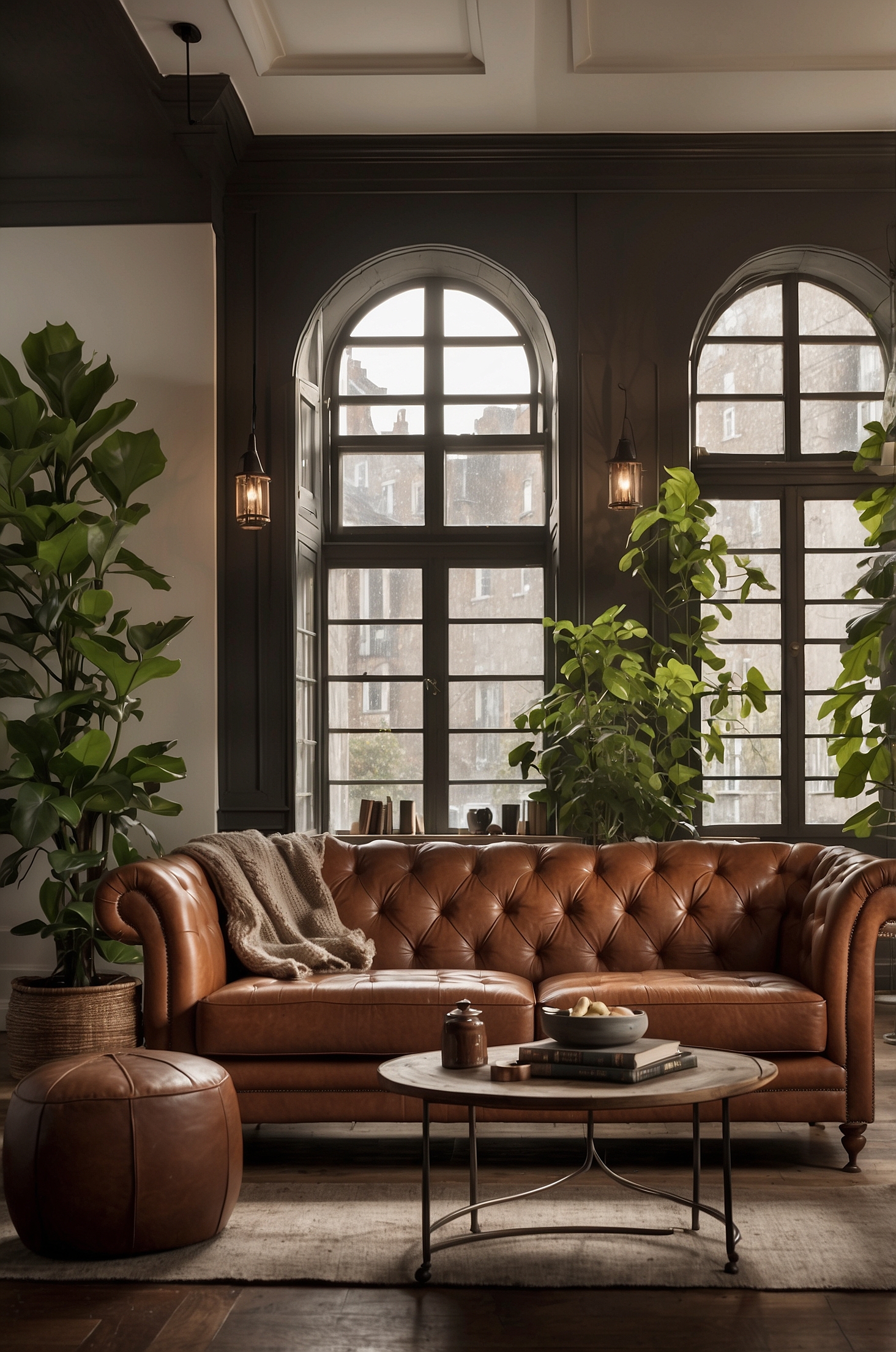 Cognac Leather Couch Living Room