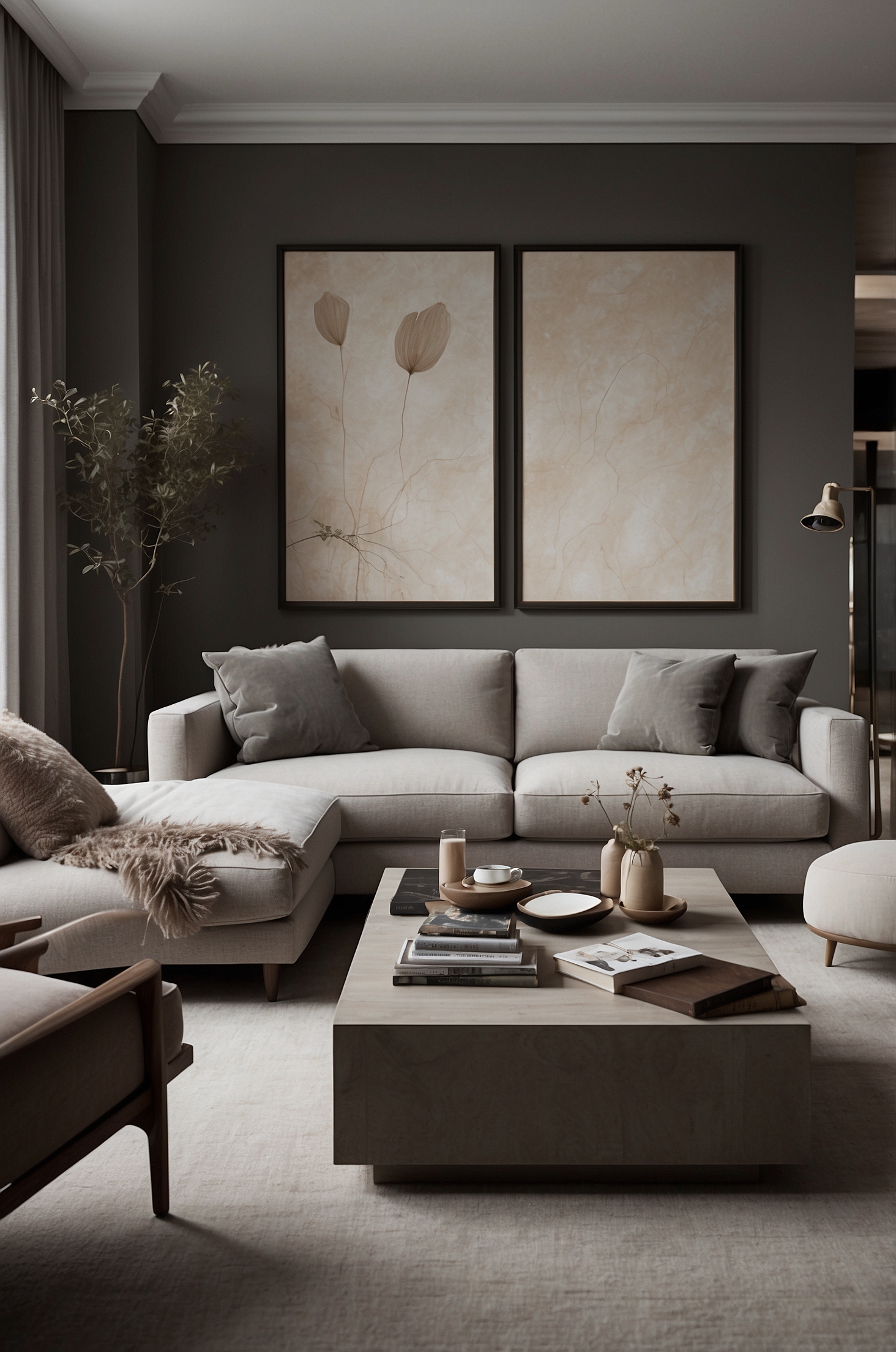 Moody Neutral Living Room Ideas