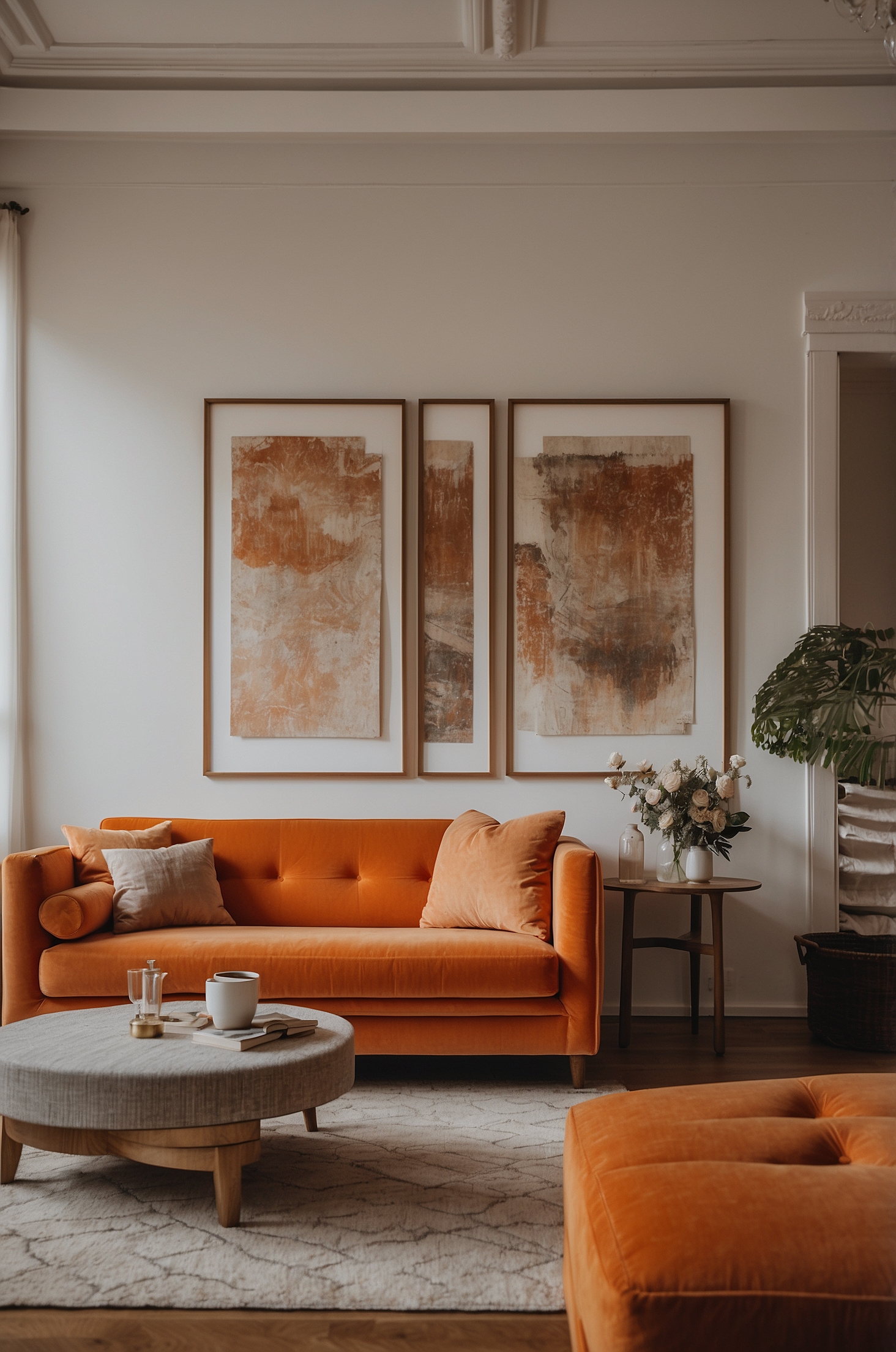 Orange Couch Living Room