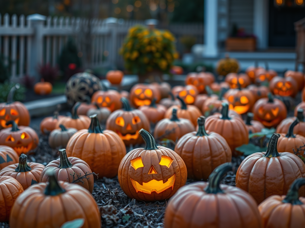 Image for Jack-o'-Lantern Patch with Carved Pumpkins