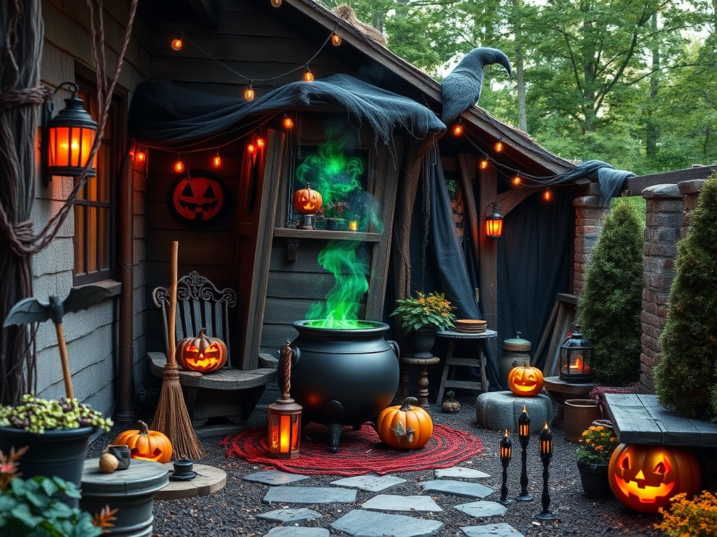 Image for Witch's Lair with Cauldron and Broomsticks