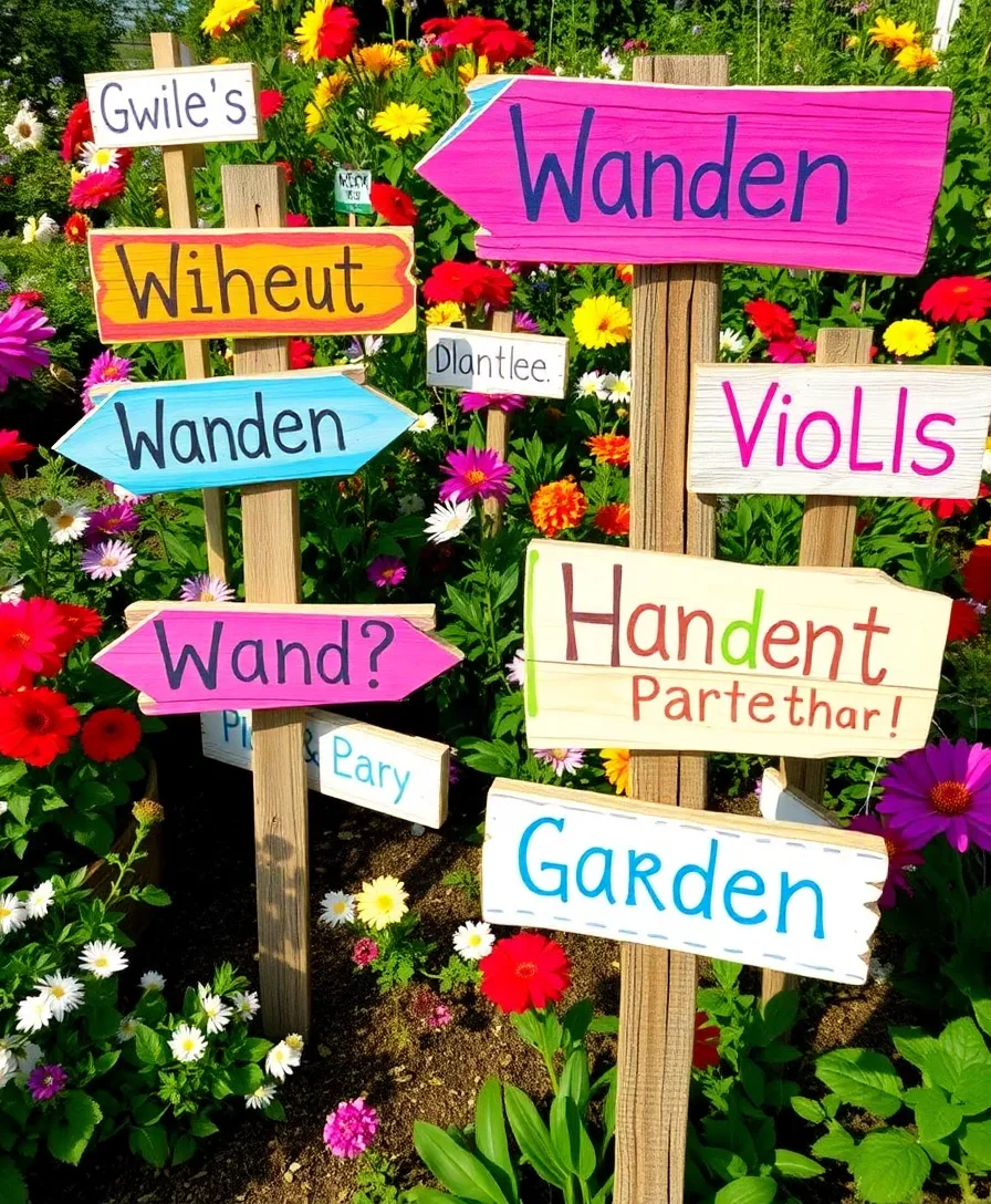 31 Outdoor Garden Ideas to Spark Your Creativity (You'll Love #15!) - 13. Whimsical Garden Signs