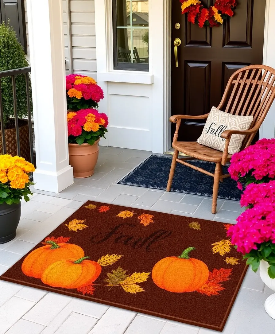 40 Outdoor Fall Decor Ideas That Will Make Your Neighbors Envious! - 6. Autumn-Themed Doormats