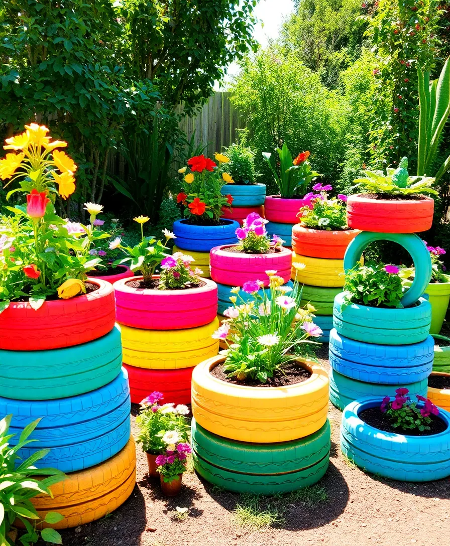 31 Outdoor Garden Ideas to Spark Your Creativity (You'll Love #15!) - 7. Recycled Tire Planters