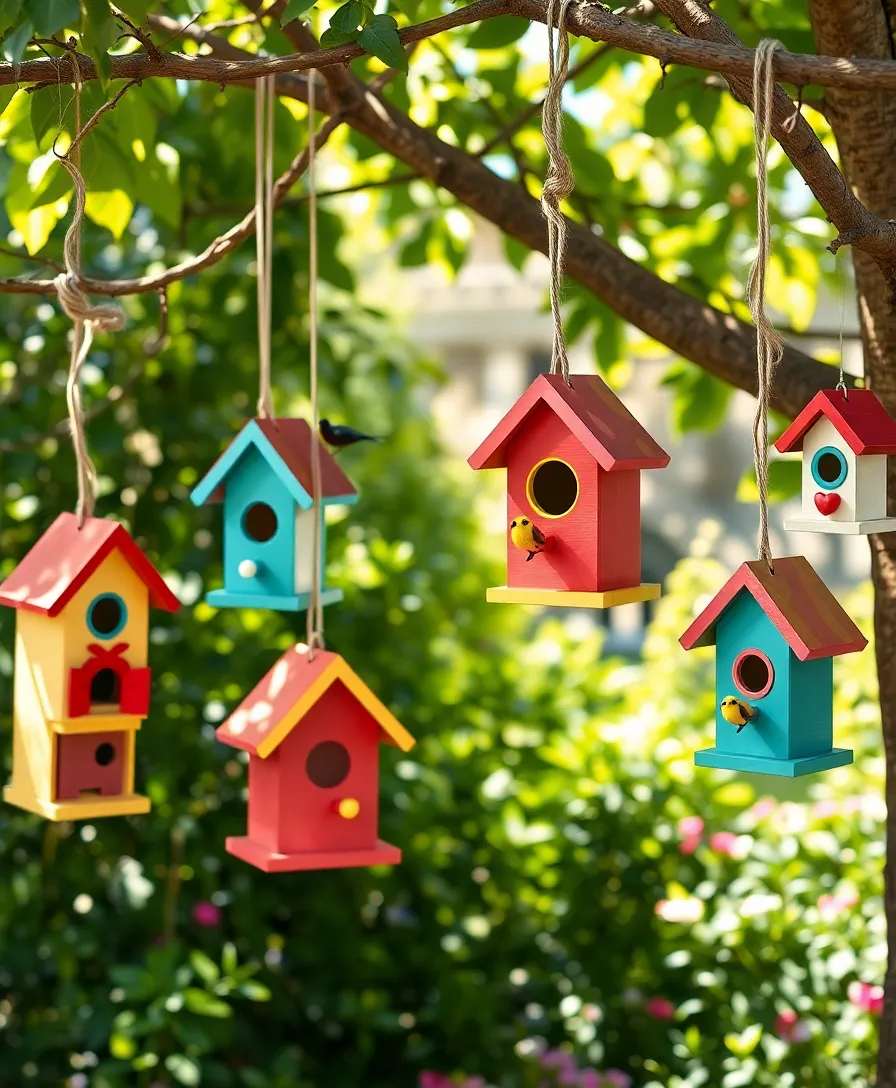 31 Outdoor Garden Ideas to Spark Your Creativity (You'll Love #15!) - 3. Colorful DIY Birdhouses