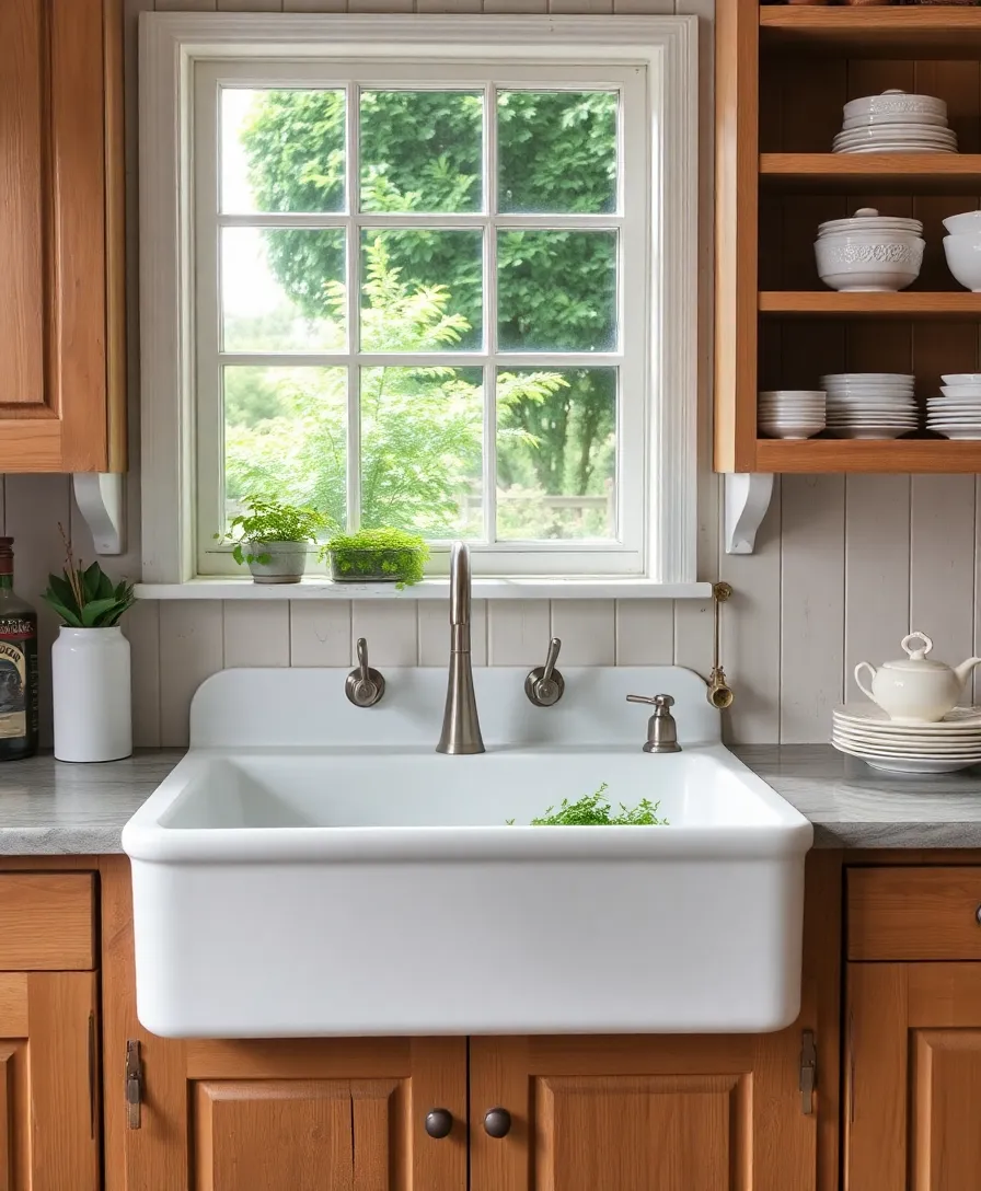 30 French Country Kitchen Ideas That'll Make You Feel Like You're in Provence! - 2. Vintage Farmhouse Sink