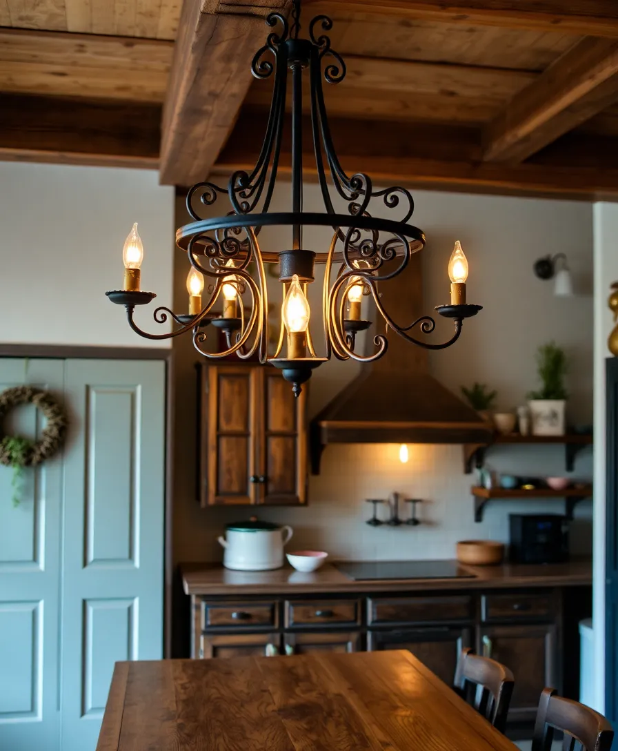 30 French Country Kitchen Ideas That'll Make You Feel Like You're in Provence! - 8. Exquisite Lighting Fixtures