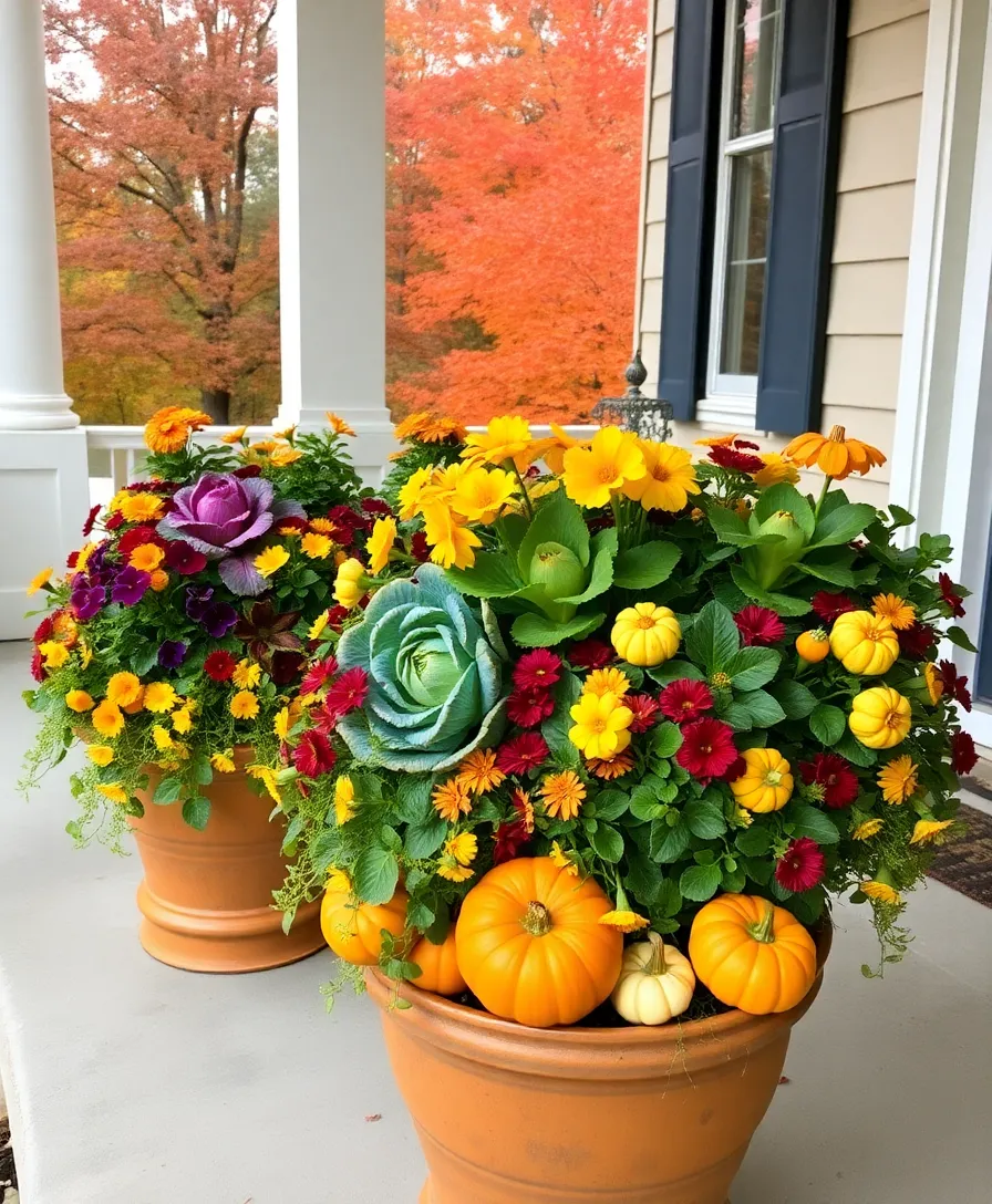 40 Outdoor Fall Decor Ideas That Will Make Your Neighbors Envious! - 13. Autumn Planters