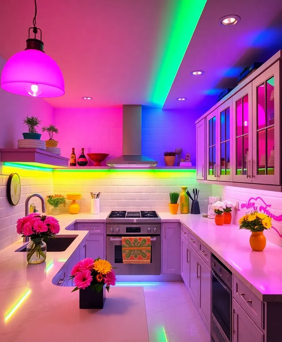 35 Kitchen Lighting Ideas That Will Transform Your Cooking Space! - 6. Colorful Accent Lighting