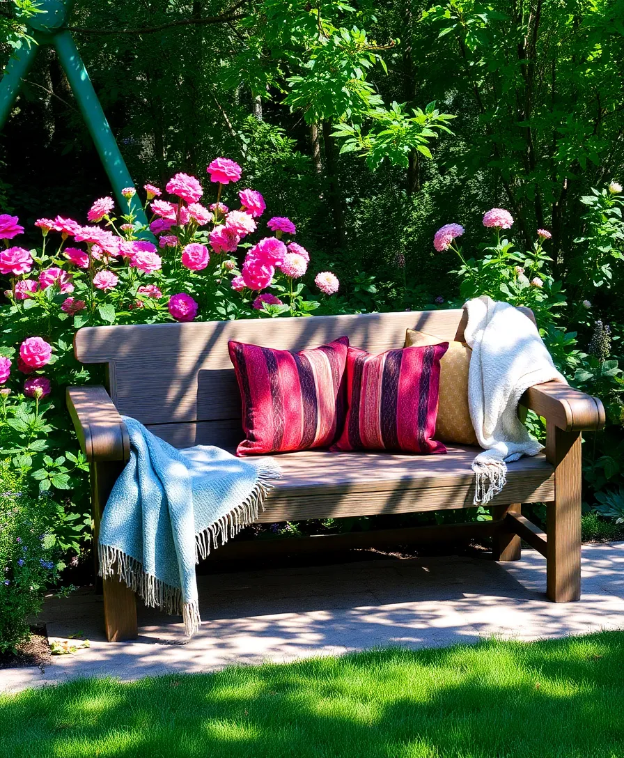 31 Outdoor Garden Ideas to Spark Your Creativity (You'll Love #15!) - 9. Rustic Wooden Bench