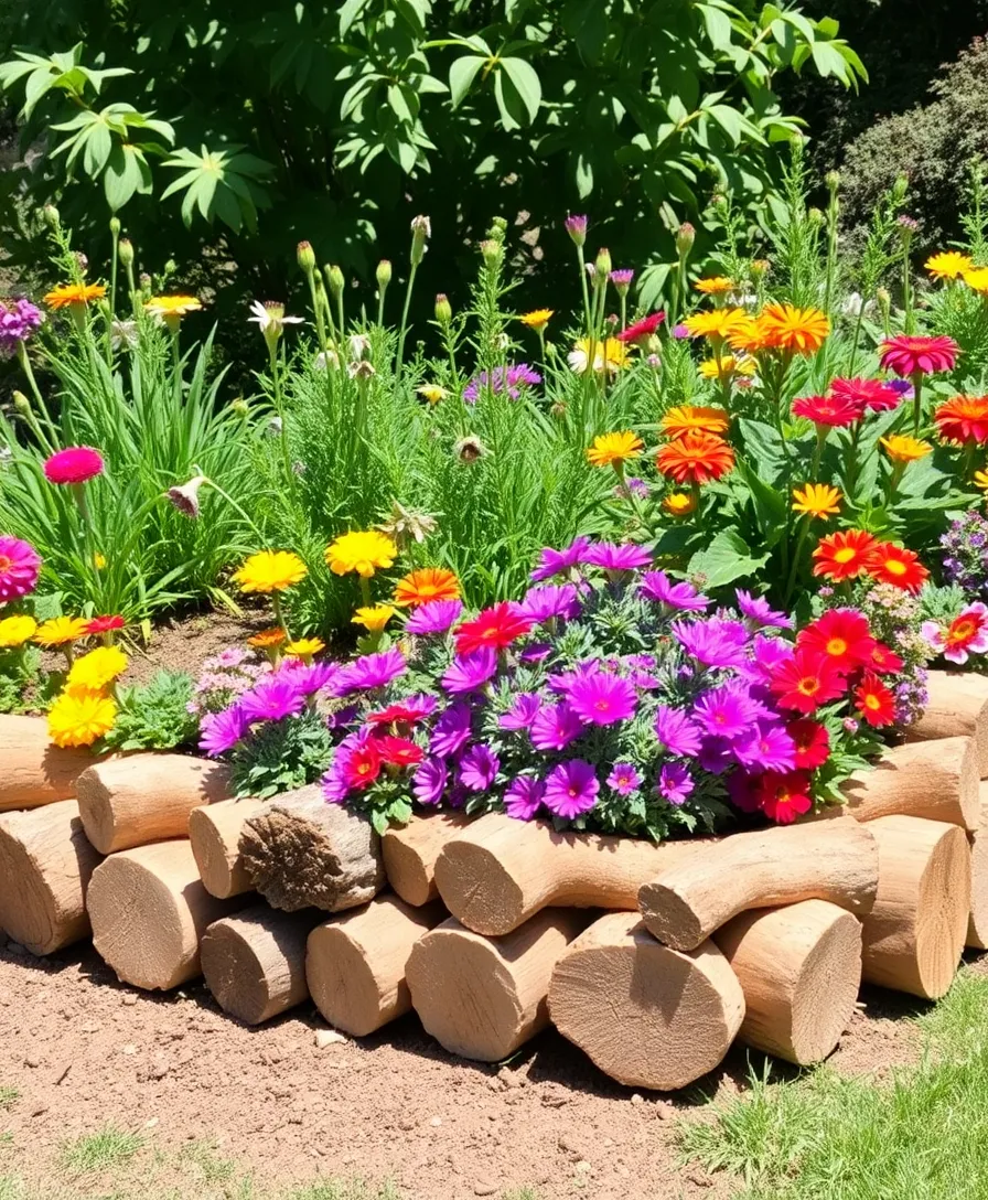 31 Outdoor Garden Ideas to Spark Your Creativity (You'll Love #15!) - 20. Garden Bed Edging with Logs