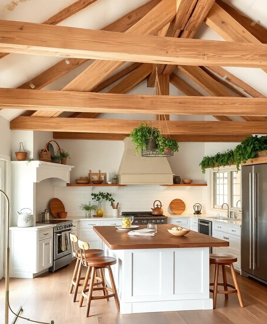 30 French Country Kitchen Ideas That'll Make You Feel Like You're in Provence! - 1. Rustic Wooden Beams