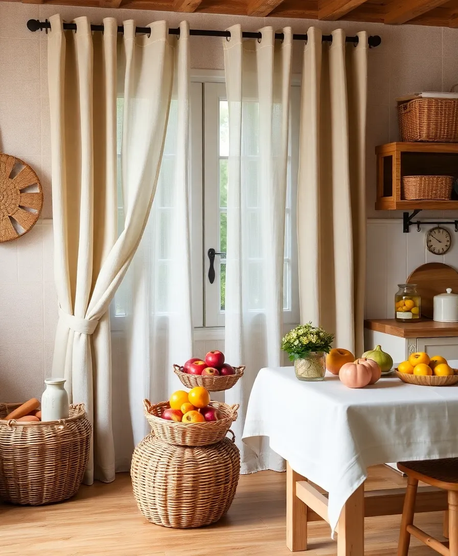 30 French Country Kitchen Ideas That'll Make You Feel Like You're in Provence! - 11. Textured Fabrics