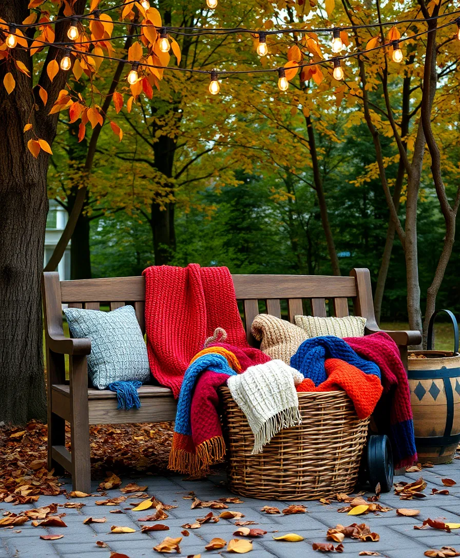 40 Outdoor Fall Decor Ideas That Will Make Your Neighbors Envious! - 2. Cozy Blanket Baskets