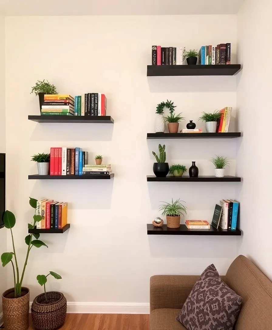 30 Small Living Room Ideas That'll Make You Say 'I Wish I Thought of That!' - 8. Floating Shelves