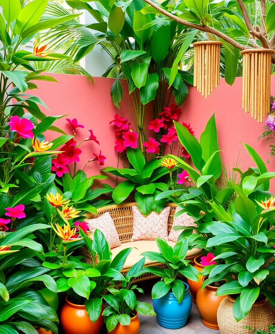 35 Stunning Corner Garden Designs You Need to See to Believe (Your Neighbors Will Be Jealous!) - 3. Vibrant Tropical Escape