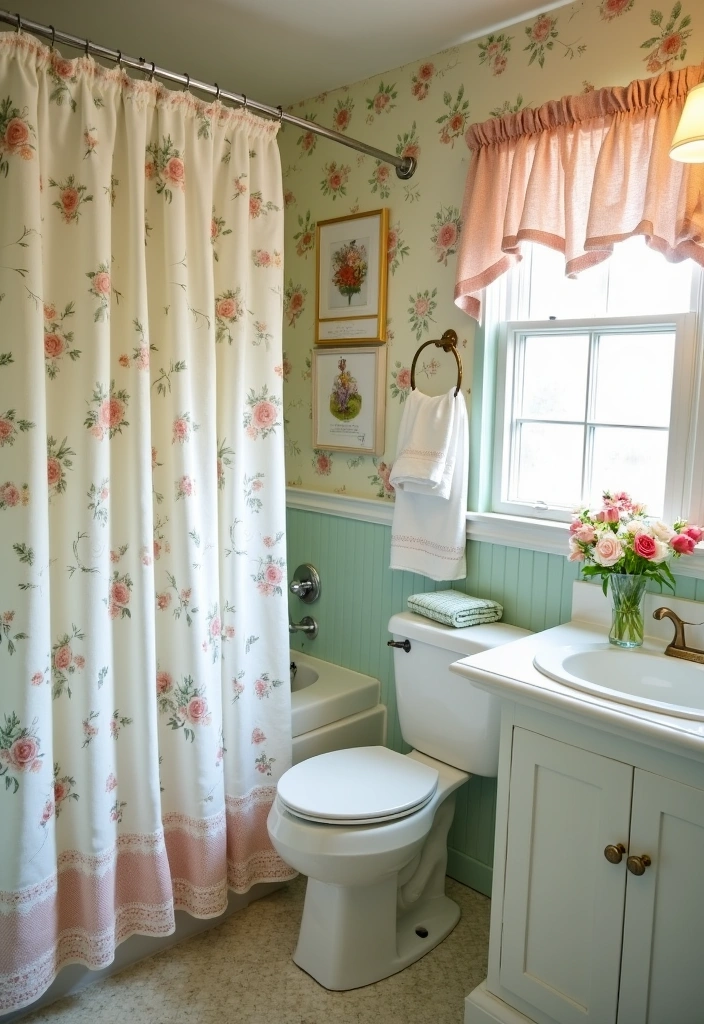 22 Vintage Bathroom Ideas That Will Make You Say 'I Want That Retro Vibe!' - 14. Floral Patterns