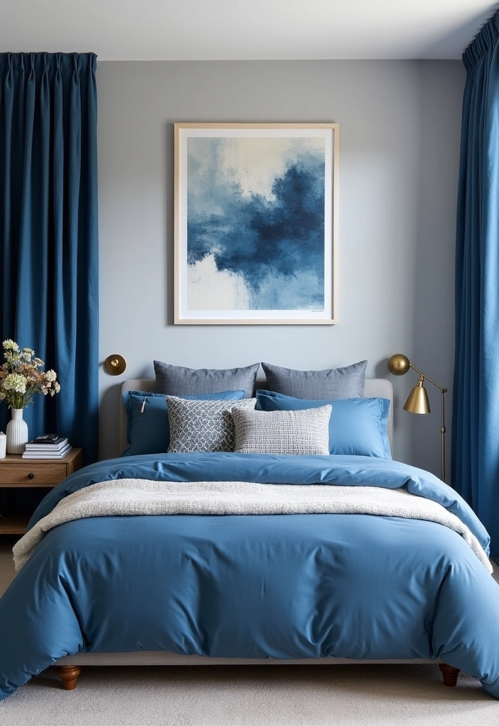 21 Fresh Blue Bedroom Ideas That Will Transform Your Space Instantly! - 6. Blue and Gray Harmony