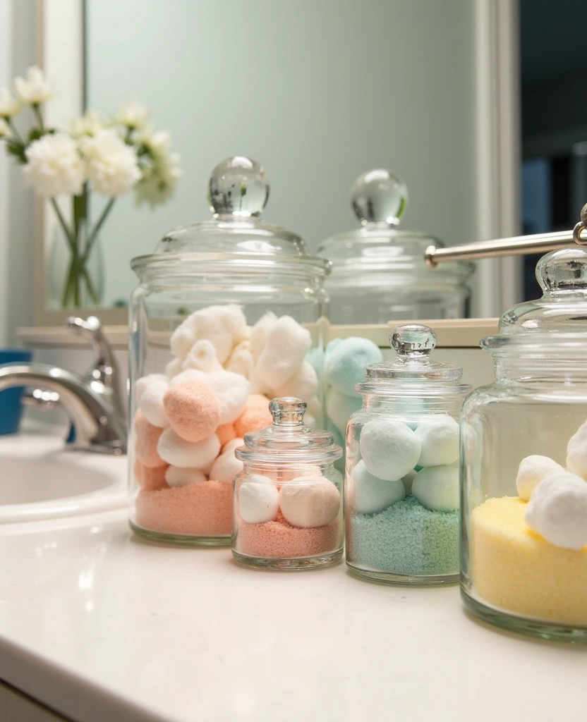 22 Vintage Bathroom Ideas That Will Make You Say 'I Want That Retro Vibe!' - 24. Retro Apothecary Jars