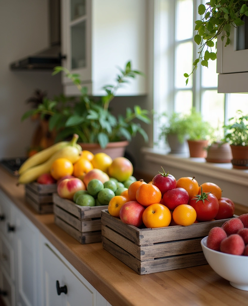 20 Old Farmhouse Kitchen Ideas That'll Make You Want to Cook Every Day! - 26. Farm Fresh Fruit Display