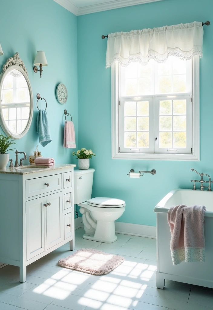 22 Vintage Bathroom Ideas That Will Make You Say 'I Want That Retro Vibe!' - 4. Pastel Color Palettes