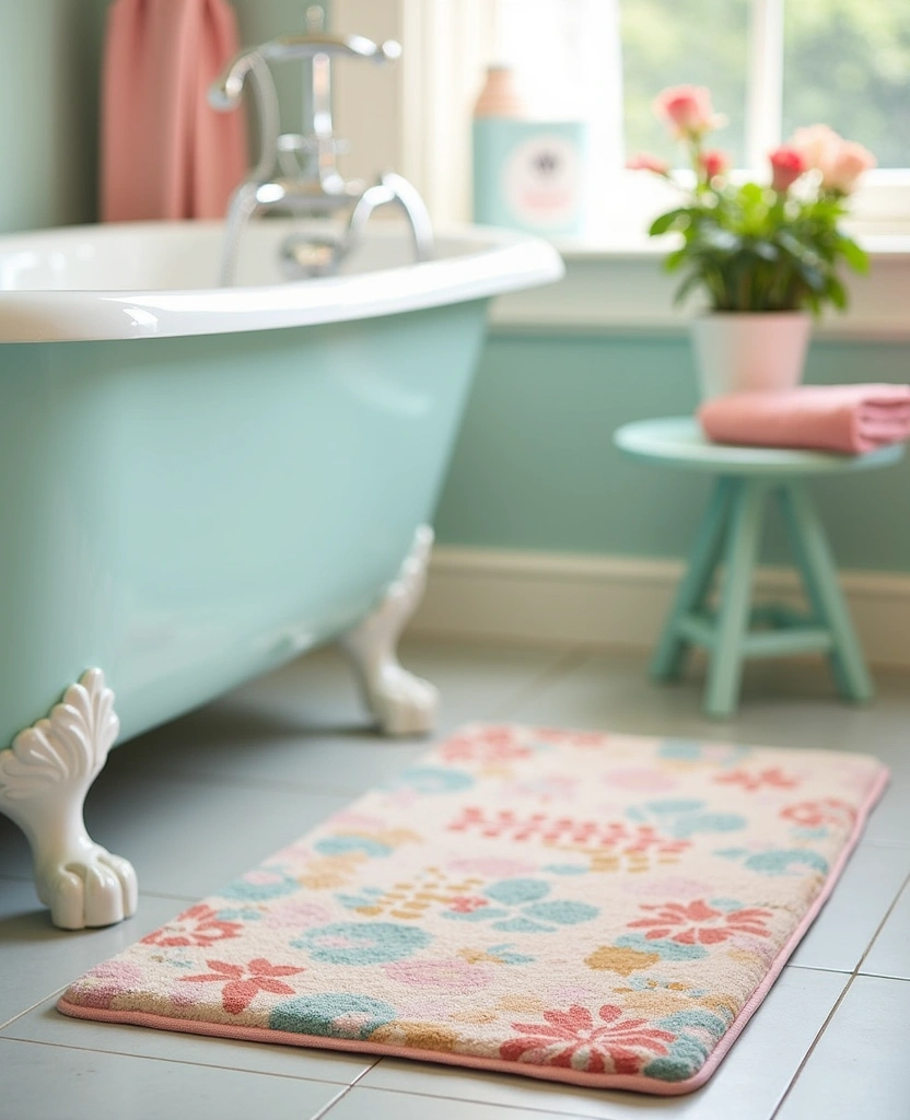 22 Vintage Bathroom Ideas That Will Make You Say 'I Want That Retro Vibe!' - 31. Vintage Shower Mats