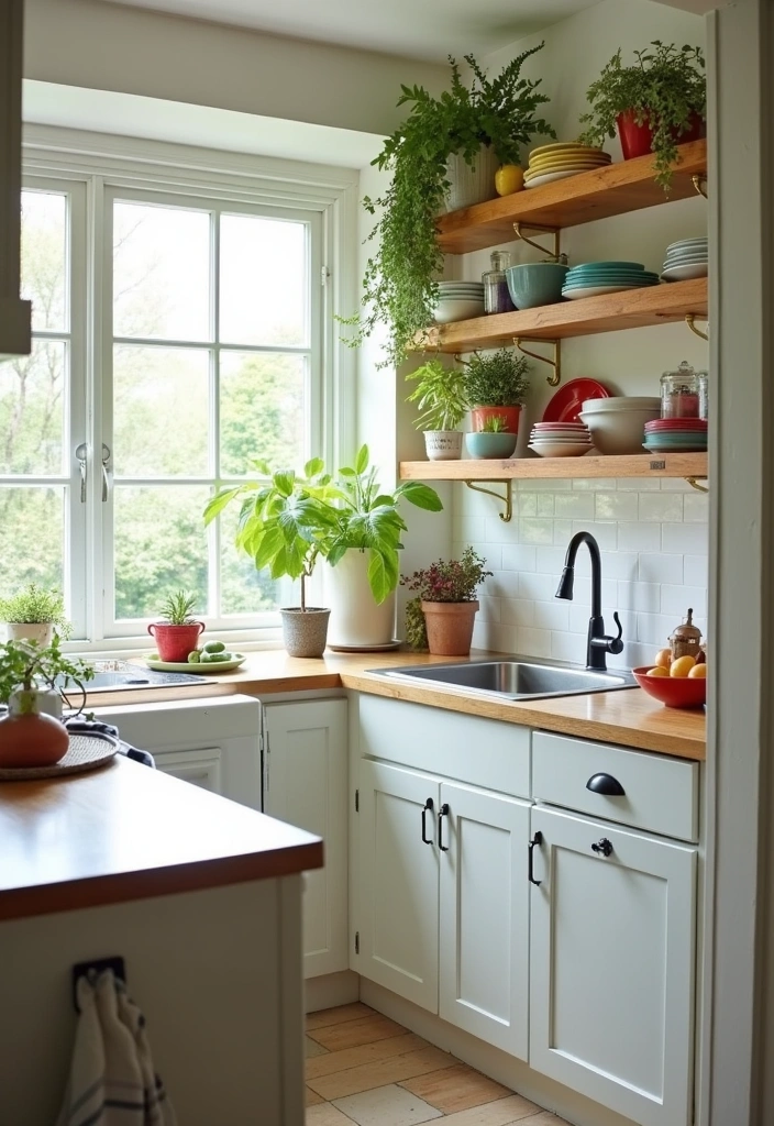 23 Small Kitchen Ideas with Island Sinks That Will Change Your Cooking Game! - 11. Open Shelving Above the Sink