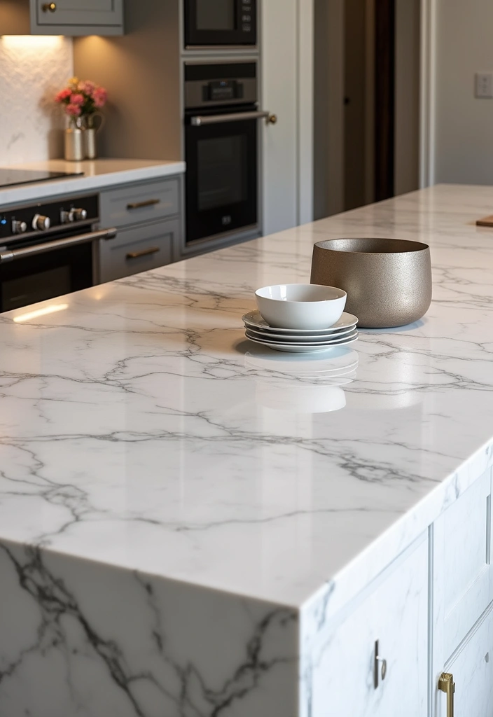 21 Large Kitchen Island With Sink Decor Ideas That'll Transform Your Cooking Space! - 4. Elegant Marble Touches