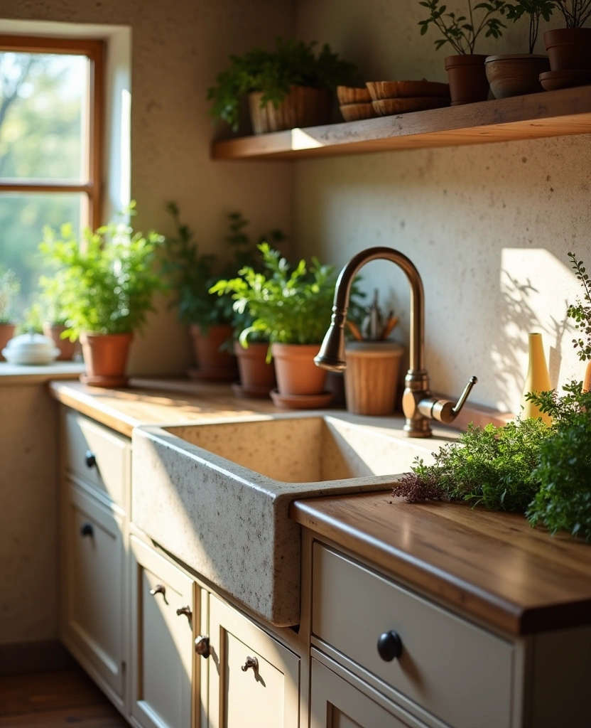 23 Small Kitchen Ideas with Island Sinks That Will Change Your Cooking Game! - 17. Farm-to-Table Aesthetic