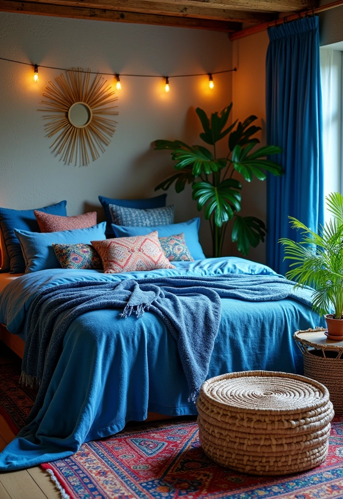 21 Fresh Blue Bedroom Ideas That Will Transform Your Space Instantly! - 12. Bohemian Blue Oasis