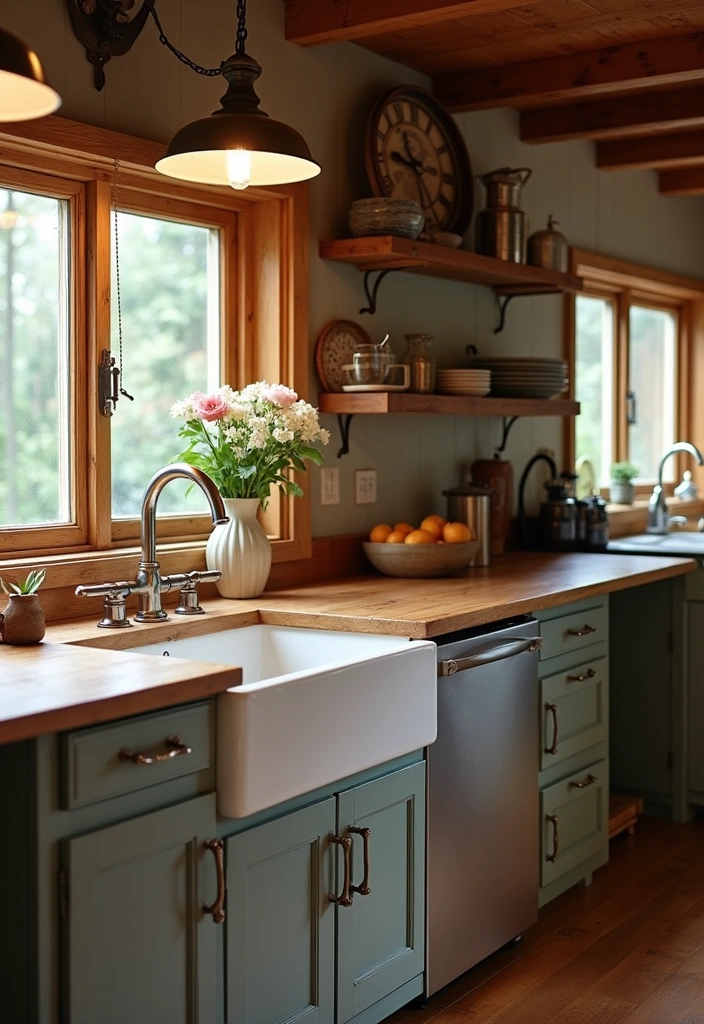 23 Small Kitchen Ideas with Island Sinks That Will Change Your Cooking Game! - 2. Rustic Farmhouse Style