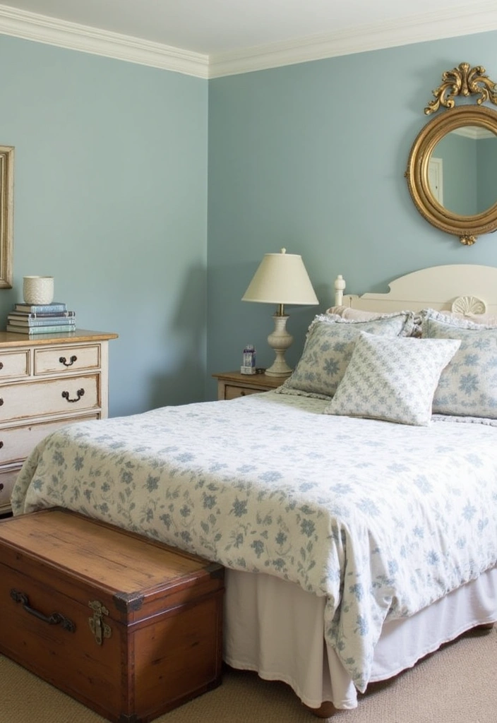 21 Fresh Blue Bedroom Ideas That Will Transform Your Space Instantly! - 5. Vintage Charm with Dusty Blue