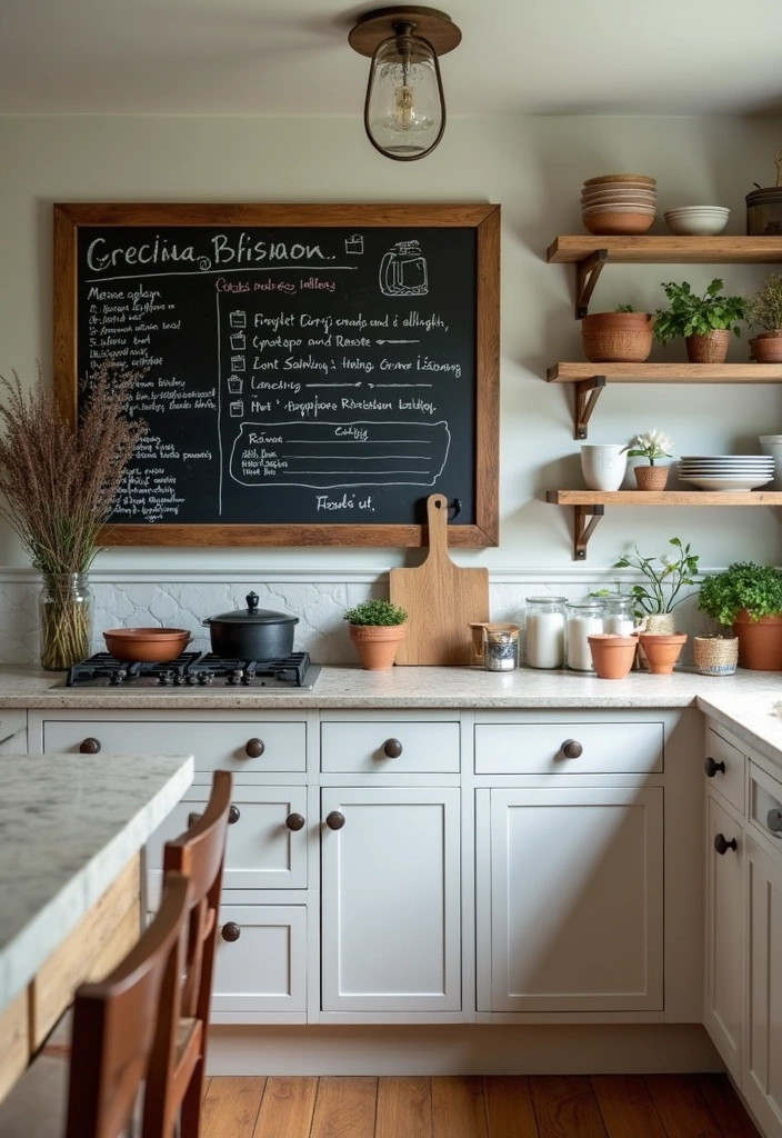 20 Old Farmhouse Kitchen Ideas That'll Make You Want to Cook Every Day! - 18. Chalkboard for Recipes