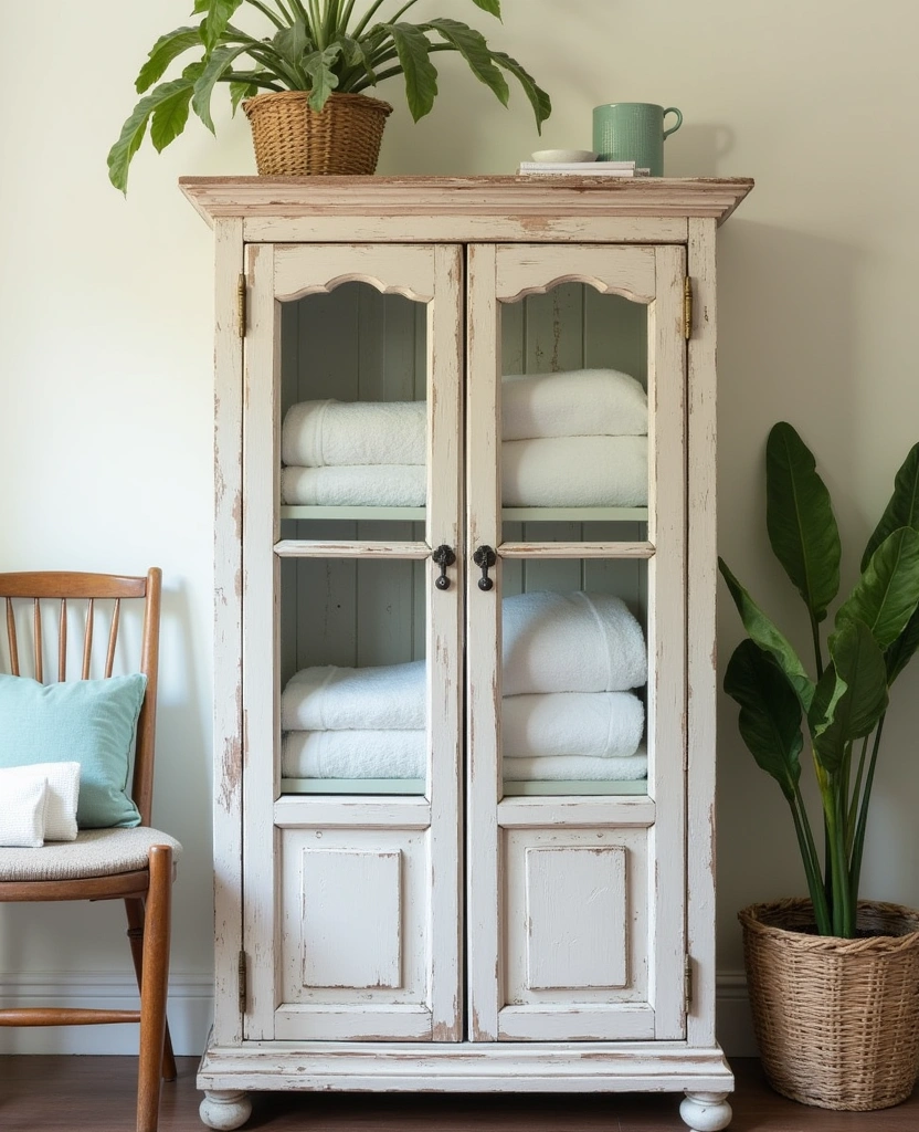 22 Vintage Bathroom Ideas That Will Make You Say 'I Want That Retro Vibe!' - 23. Vintage Linen Storage