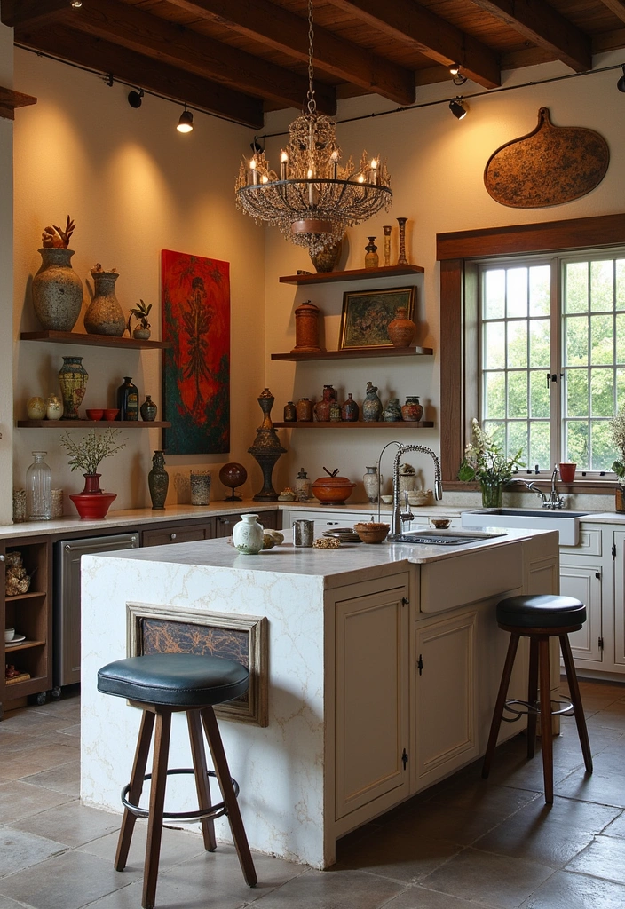 21 Large Kitchen Island With Sink Decor Ideas That'll Transform Your Cooking Space! - 16. Artistic Displays