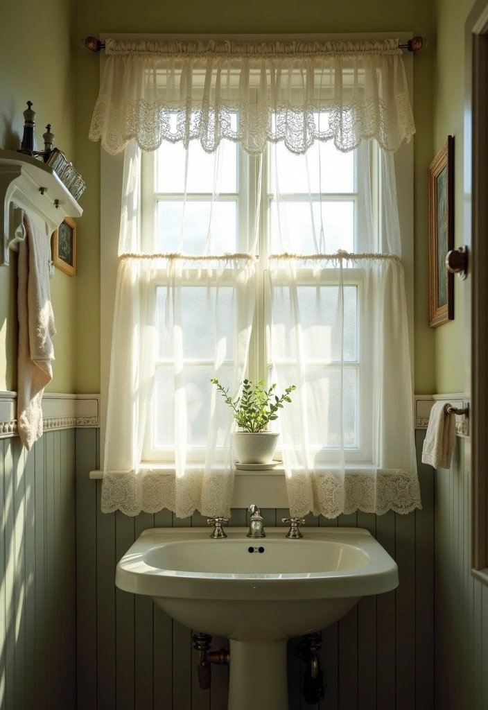 22 Vintage Bathroom Ideas That Will Make You Say 'I Want That Retro Vibe!' - 12. Vintage Window Treatments