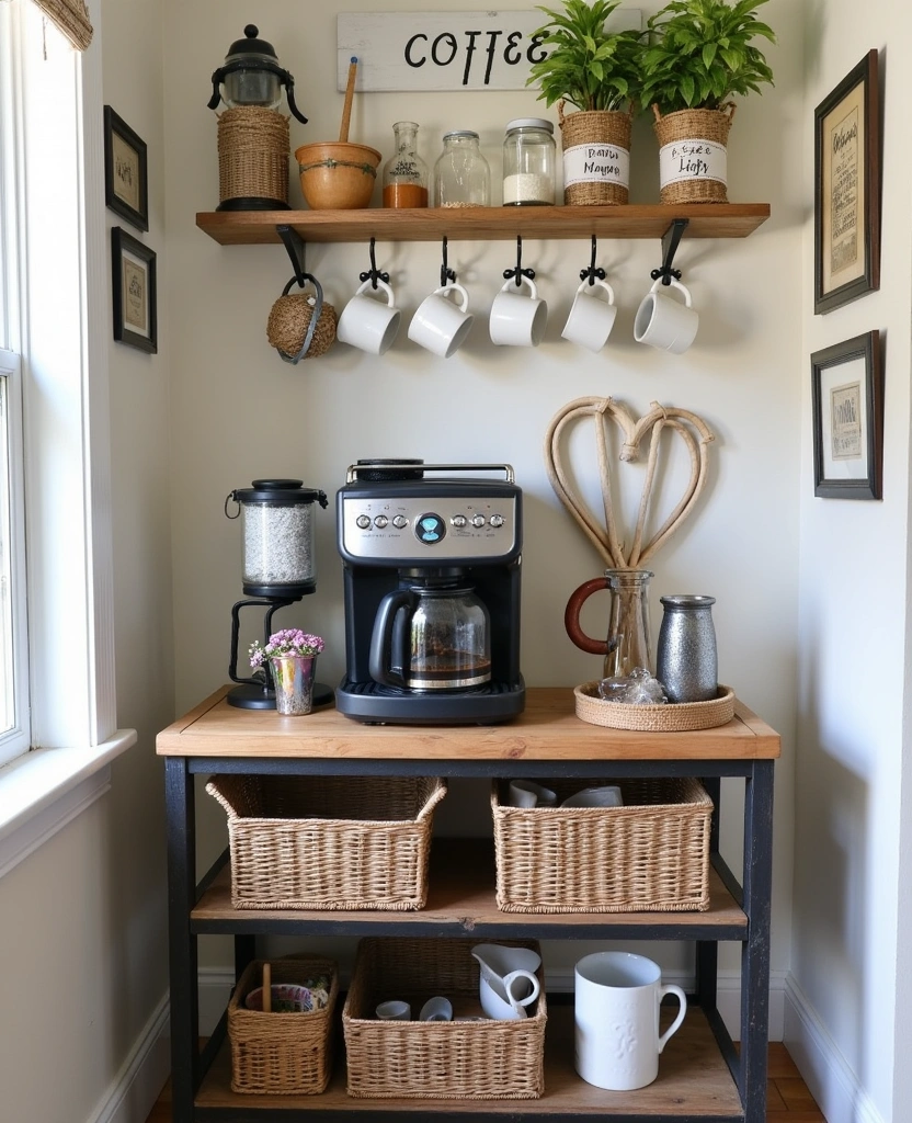 20 Old Farmhouse Kitchen Ideas That'll Make You Want to Cook Every Day! - 22. Farmhouse Coffee Station