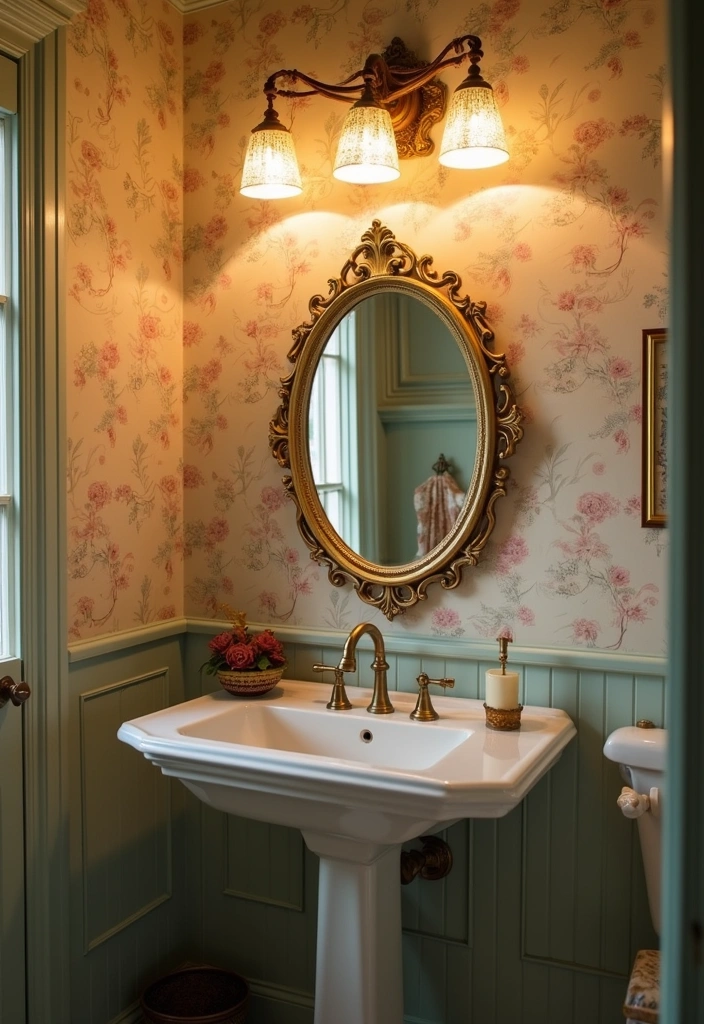 22 Vintage Bathroom Ideas That Will Make You Say 'I Want That Retro Vibe!' - 3. Vintage Lighting Fixtures