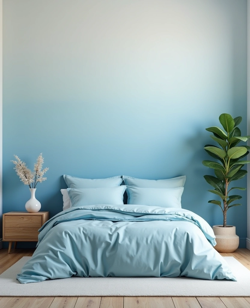 21 Fresh Blue Bedroom Ideas That Will Transform Your Space Instantly! - 26. Tranquil Blue Ombre Effect