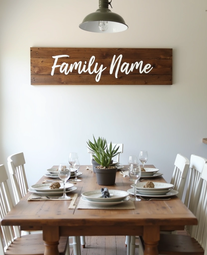 20 Old Farmhouse Kitchen Ideas That'll Make You Want to Cook Every Day! - 27. Customized Family Name Sign