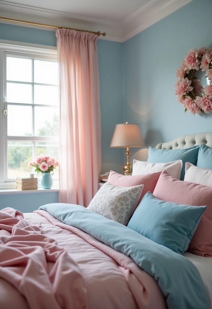 21 Fresh Blue Bedroom Ideas That Will Transform Your Space Instantly! - 16. Romantic Blue and Blush