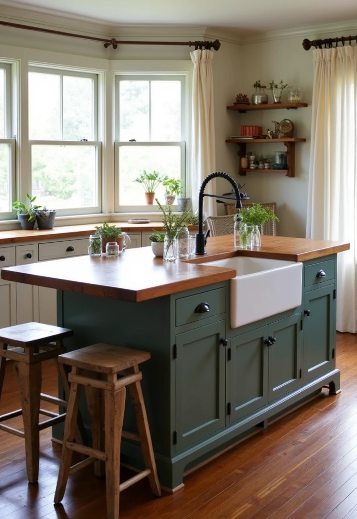 21 Large Kitchen Island With Sink Decor Ideas That'll Transform Your Cooking Space! - 2. Rustic Farmhouse Charm