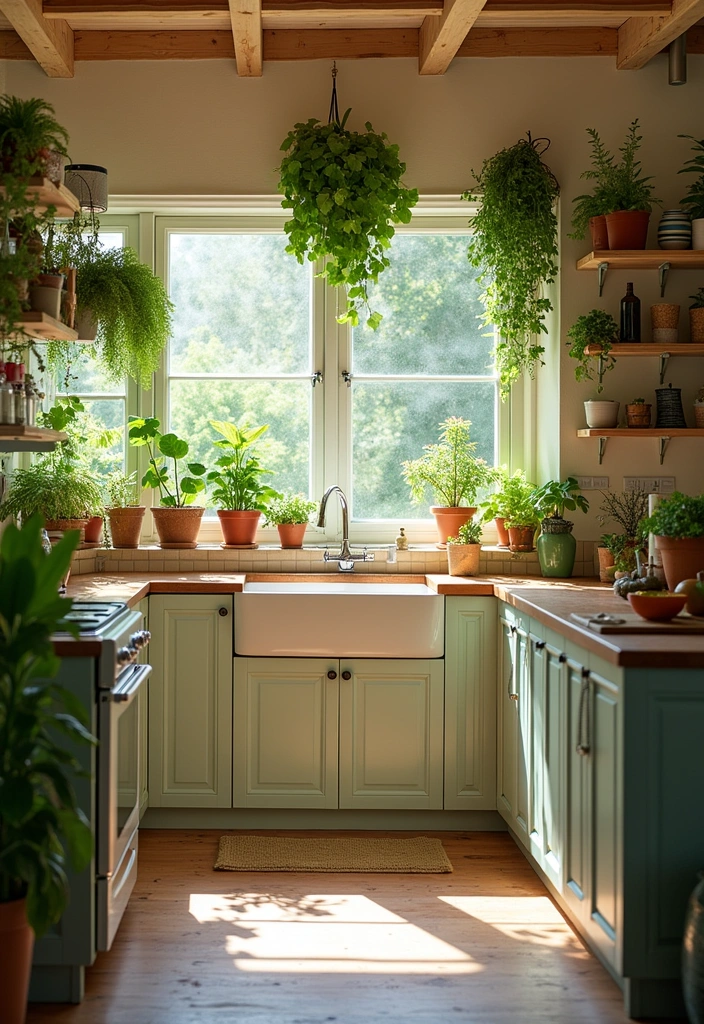 21 Large Kitchen Island With Sink Decor Ideas That'll Transform Your Cooking Space! - 20. Greenery and Plants