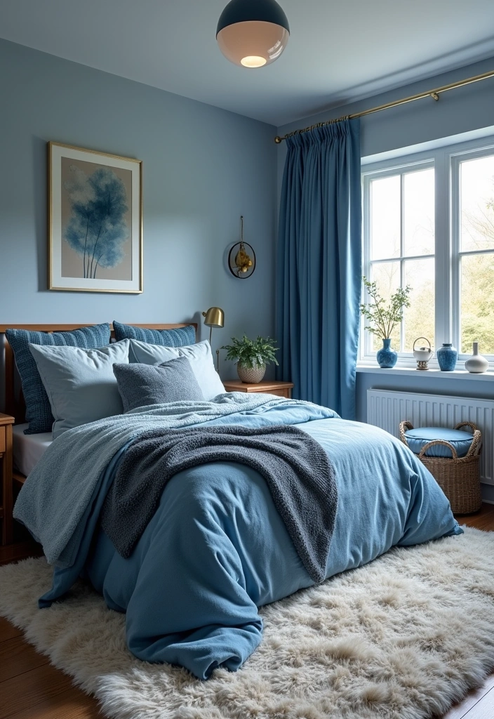 21 Fresh Blue Bedroom Ideas That Will Transform Your Space Instantly! - 20. Layered Blue Textures