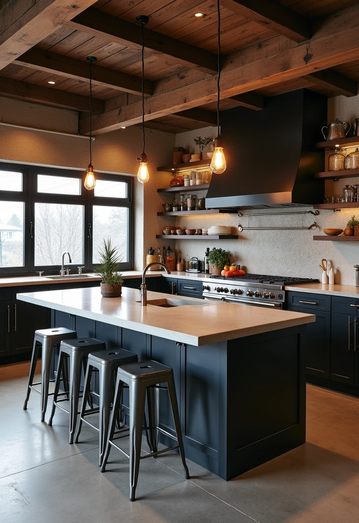 21 Large Kitchen Island With Sink Decor Ideas That'll Transform Your Cooking Space! - 5. Contemporary Industrial