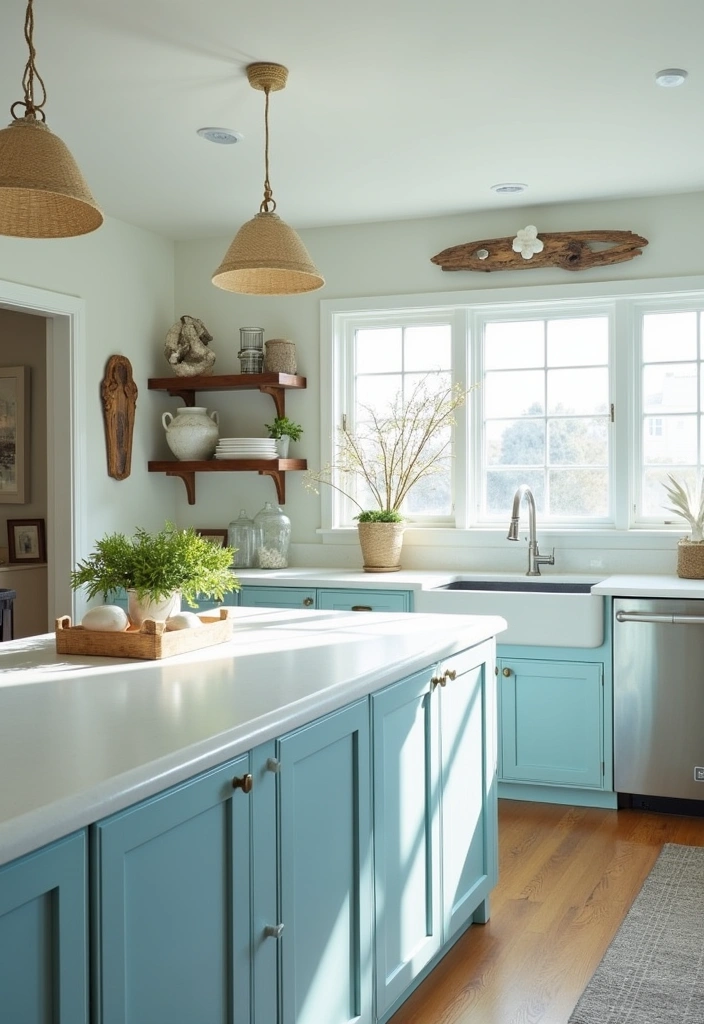 21 Large Kitchen Island With Sink Decor Ideas That'll Transform Your Cooking Space! - 12. Coastal Vibes