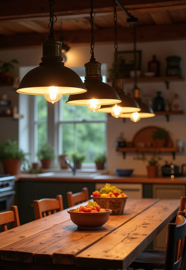 20 Old Farmhouse Kitchen Ideas That'll Make You Want to Cook Every Day! - 4. Vintage Lighting Fixtures