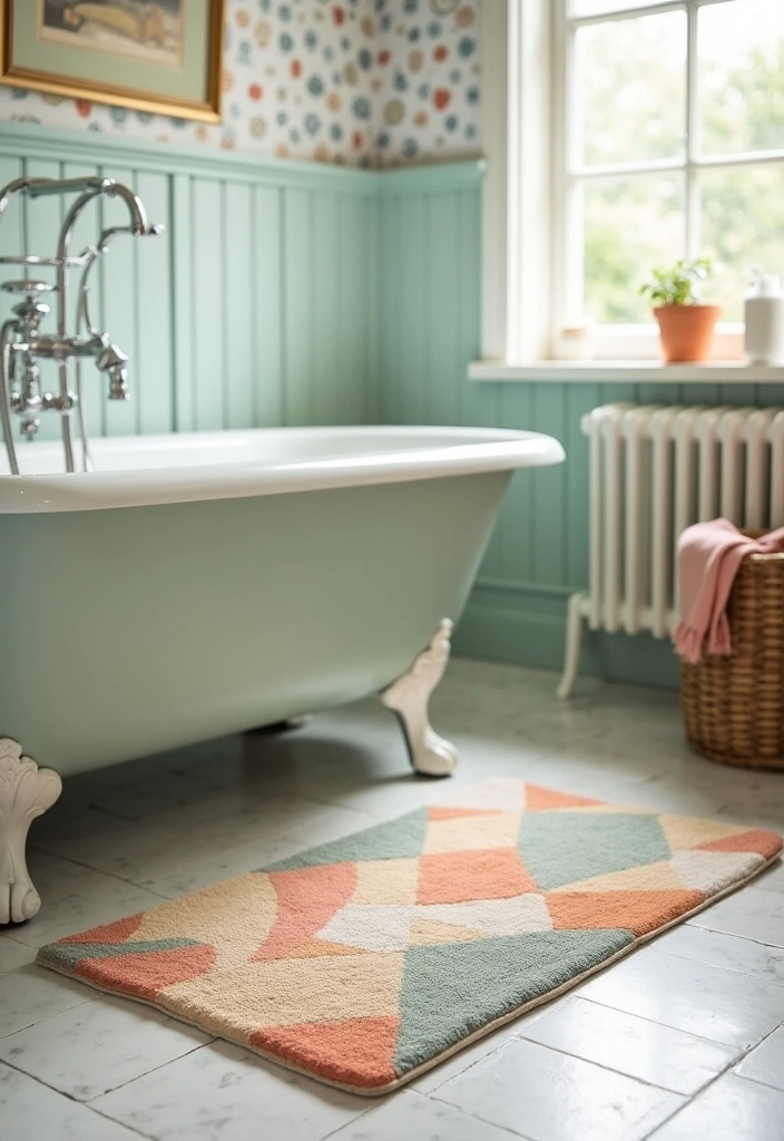 22 Vintage Bathroom Ideas That Will Make You Say 'I Want That Retro Vibe!' - 8. Classic Bath Mats